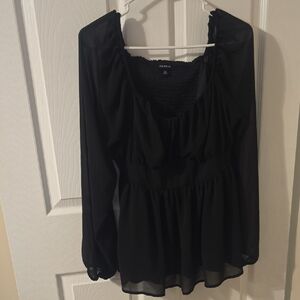 Torrid Black Smocked Blouse
